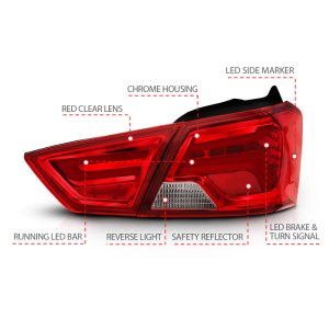 Chevrolet Impala LED Taillights - ANZO - Red/Clear - `14-`18