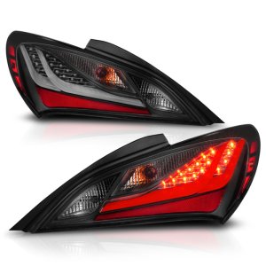 Hyundai Genesis LED Taillights - ANZO - Black Housing Dark Smoke Lens - Smoke - `10-`13
