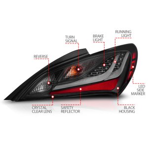 Hyundai Genesis LED Taillights - ANZO - Black Housing Dark Smoke Lens - Smoke - `10-`13
