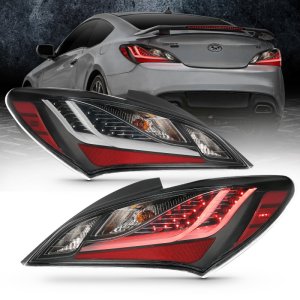 Hyundai Genesis LED Taillights - ANZO - Black Housing Dark Smoke Lens - Smoke - `10-`13