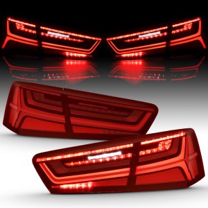 Audi A6 Tail Lights - Rear - ANZO - LED, Sequential Signal - Black Housing Red/Clear Lens - `12-`18