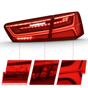 Audi A6 Tail Lights - Rear - ANZO - LED, Sequential Signal - Black Housing Red/Clear Lens - `12-`18