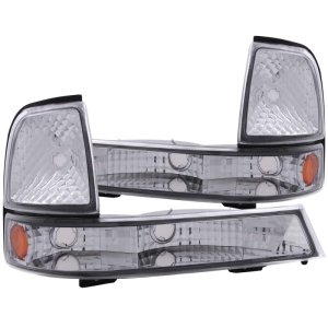 Ford Ranger Parking Lights - ANZO - Euro, Clear Lens - Chrome w/ Amber Reflector - `98-`00