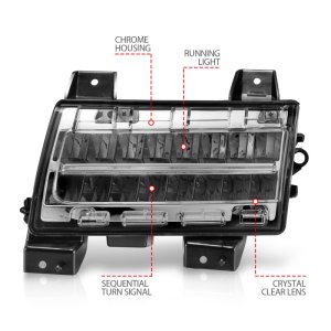 Jeep Wrangler Side Marker Light Assembly - ANZO - LED w/ Sequential Signal - Chrome Housing Clear Lens - `18-`21