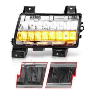 Jeep Wrangler Side Marker Light Assembly - ANZO - LED w/ Sequential Signal - Chrome Housing Clear Lens - `18-`21