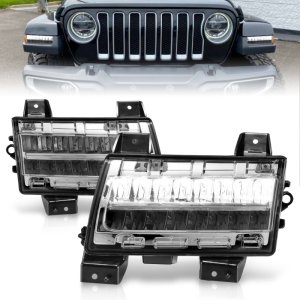 Jeep Wrangler Side Marker Light Assembly - ANZO - LED w/ Sequential Signal - Chrome Housing Clear Lens - `18-`21
