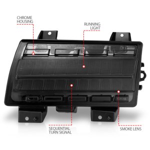 Jeep Wrangler Side Marker Light - ANZO - LED, Chrome Housing, Sequential Signal - Smoke - `18-`21