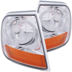 Ford F-150 Corner Lights - ANZO - Harley Davidson Style - Chrome with Amber Reflector - `97-`03