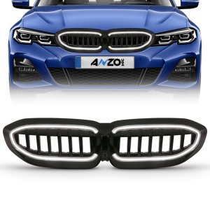 BMW 3 Series Headlights - Front - ANZO - Full LED with Initiation & Running Light - Black - `19-`22