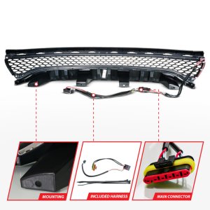 Dodge Charger LED Grille - Front - ANZO - Nexum Series w/ Initiation & Running Light/DRL Bar - Black - `15-`23