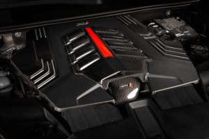 Lamborghini Urus Engine Cover - APR - Carbon Fiber Twill - Carbon Fiber Twill with red and white accents - `22-`24