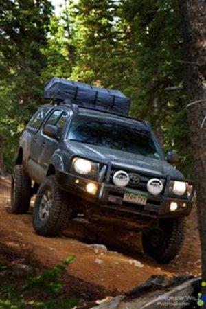 Toyota Tacoma Bull Bar - ARB - Winch Mount Bumper, Multi Fold Upswept And Tapered Wing Design - Black - `05-`11