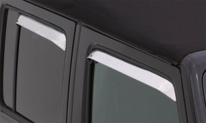 Jeep Wrangler Wind Deflectors - Front + Rear - AVS - Stainless - Chrome - `07-`18