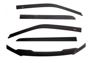 Jeep Wrangler 70th Anniversary Ventvisor & Aeroskin Deflector Combo Kit - AVS - Low Profile - Matte Black - 2011