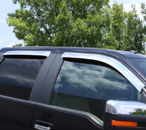 Toyota Tundra Double Cab Wind Deflectors - Front + Rear - AVS - Ventvisor 4pc - Chrome - `07-`18