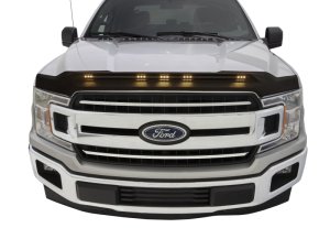 Ford F150 Hood Deflector - AVS - Aeroskin LightShield with Amber LED Lights - Black - `15-`19 Ford F150 Hood Deflector - AVS - Aeroskin LightShield with Amber LED Lights - Black - `15-`19