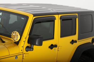 Jeep Wrangler Unlimited Wind Deflectors - AVS - Outside Mount - Smoke - `07-`18 Jeep Wrangler Unlimited Wind Deflectors - AVS - Outside Mount - Smoke - `07-`18