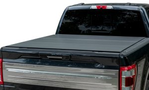 Ford Super Duty F-250 Tonneau Cover - Access - LOMAX Tri-Fold, Carbon Fiber Finish - Black - `17-`22