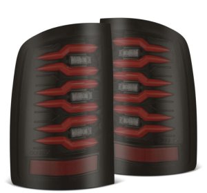 GMC Sierra 3500HD Tail Lights - AlphaRex - Luxx Series LED - Black Red - `07-`14