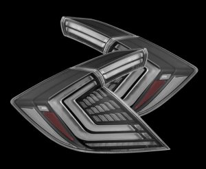 Honda Civic Hatchback Tail Lights - AlphaRex - Nova-Series LED - Black - `16-`21