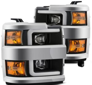 Chevrolet Silverado 2500 Headlights - AlphaRex - LUXX-Series Projector with Actv SeqSig & SBDRL - Black - `15-`19
