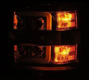 Chevrolet Silverado 3500 Headlights - AlphaRex - LUXX-Series Projector with Actv SeqSig & SBDRL - Black - `15-`19
