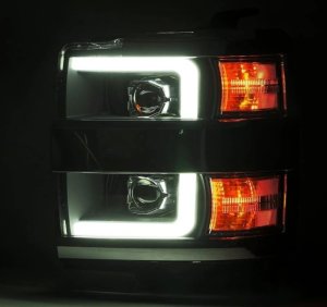Chevrolet Silverado 3500 Headlights - AlphaRex - LUXX-Series Projector with Actv SeqSig & SBDRL - Black - `15-`19