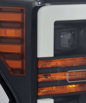 Ford Super Duty Headlights - AlphaRex - PRO-Series Plank Style with Activ Light/Seq Signal - Matte Black - `17-`19