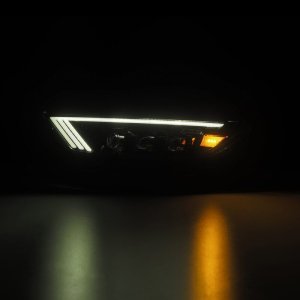 Ford Mustang Headlights - AlphaRex - NOVA LED Projector with Activ Light/Sequential Signal + Switchback DRL - Alpha-Black - `15-`17