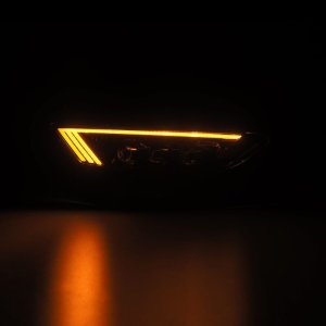 Ford Mustang Headlights - AlphaRex - NOVA LED Projector with Activ Light/Sequential Signal + Switchback DRL - Alpha-Black - `15-`17