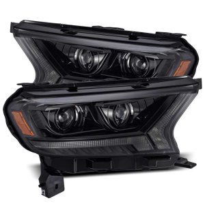 Ford Ranger Headlights - AlphaRex - LUXX LED Projector Plank Style w/ Sequential Signal/DRL - Alpha Black - `19-`21