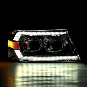 Ford F150 Headlights - AlphaRex - PRO-Series Projector with Sequential Signal and DRL - Black - `04-`08