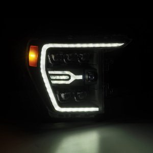 Ford F-150 Headlights - AlphaRex - NOVA LED Proj Headlights Plank Style w/Activ Light/Seq Signal - Black - `21-`22