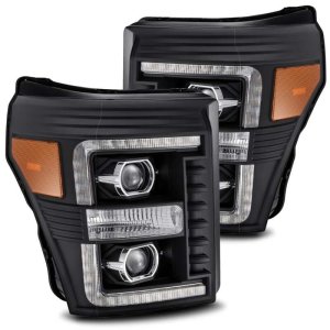 Ford F-250 SD Headlights - AlphaRex - PRO-Series Projector Plank Style - Black - `11-`16