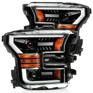 Ford F-150 Headlights - AlphaRex - LUXX LED Projector - Black - `15-`17