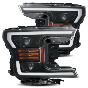 Ford F-150 Headlights - AlphaRex - LUXX LED Projector - Jet Black - `18-`20