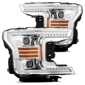 Ford F-150 Headlights - AlphaRex - LUXX LED Projector Plank Style - Chrome - `18-`20