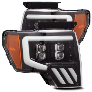 Ford F-150 Headlights - AlphaRex - NOVA LED Proj, Plank Style, Activ Light/Seq Signal - Gloss Black - `09-`14