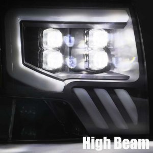 Ford F-150 Headlights - AlphaRex - NOVA LED Proj, Plank Style, Activ Light/Seq Signal - Gloss Black - `09-`14