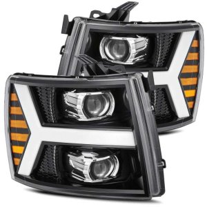 Chevrolet Silverado 1500HD Headlights - AlphaRex - PRO-Series Projector Plank Style - Gloss Black - `07-`13