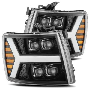 Chevrolet 1500HD Headlights - AlphaRex - NOVA LED Projector - Gloss Black - `07-`13