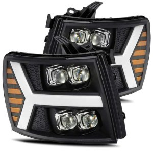 Chevrolet 1500HD Headlights - AlphaRex - NOVA LED Projection - Matte Black - `07-`13