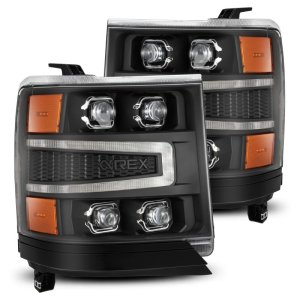 Chevrolet 1500HD Headlights - AlphaRex - NOVA-Series LED Projector - Black - `16-`18