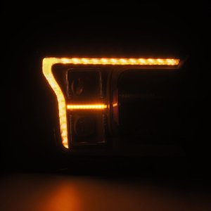 Ford F-150 Headlights - AlphaRex - LUXX LED Proj HL w/Actv Lt Seq Sig SB DRL - Alpha-Black - `18-`20