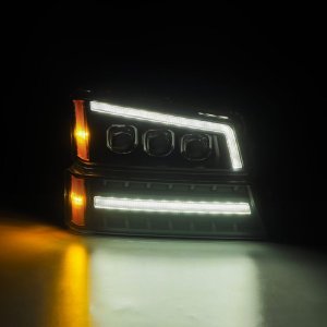 Chevrolet Silverado 1500 Headlights - AlphaRex - NOVA LED Projector - Black - `03-`06