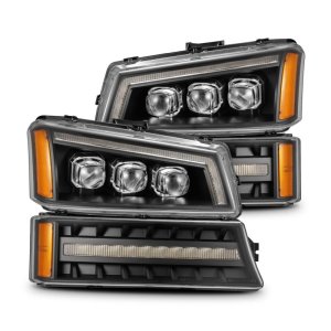 Chevrolet Silverado 1500 Headlights - AlphaRex - NOVA LED Projector - Black - `03-`06