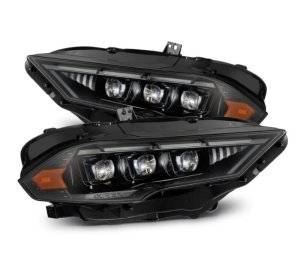 Ford Mustang Headlights - AlphaRex - NOVA LED Projector with Activ Light/Seq Signal/Switch DRL - Alpha-Black - `18-`20