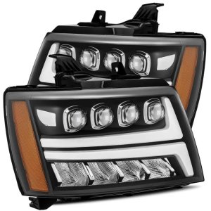 Chevrolet Avalanche Headlights - AlphaRex - NOVA LED Proj Headlights Plank Style - Matte Black - `07-`13