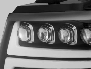 Chevrolet Suburban Headlights - AlphaRex - NOVA LED Proj Headlights Plank Style - Matte Black - `07-`14