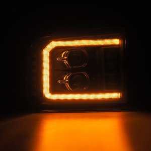 Ford F450 Super Duty Headlights - AlphaRex - PRO-Series Projector + Sequential Signal + SWB DRL - Black - `05-`07